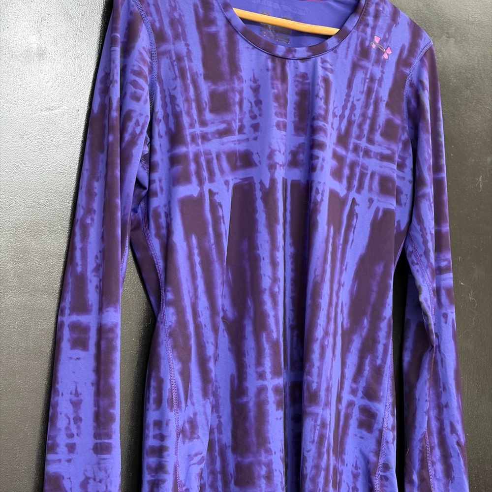 Under Armour ColdGear Fitted Shirt Top Med Purple Violet Compression Base Layer